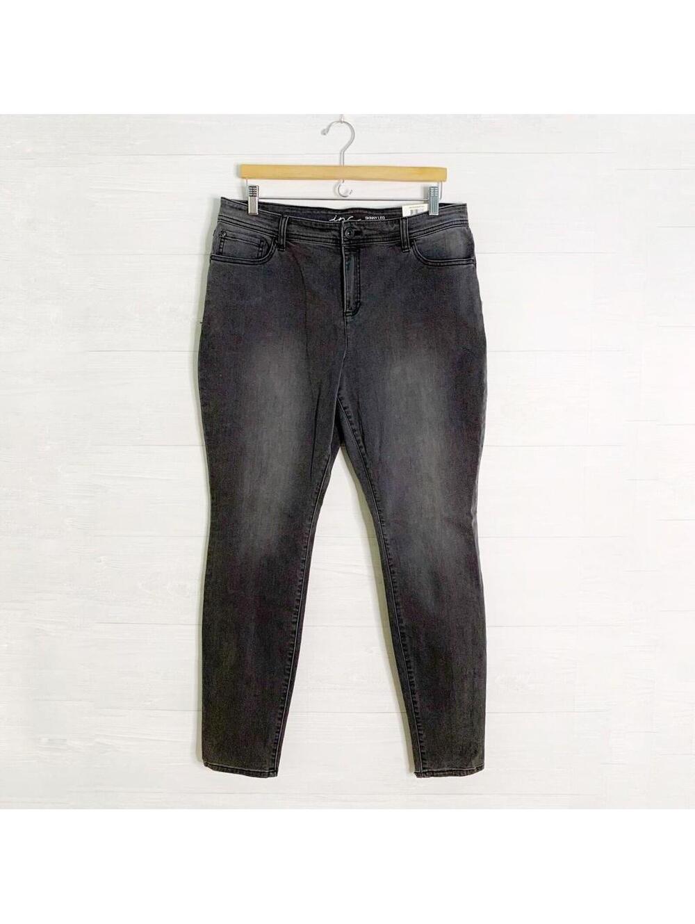 NWT INC International Concepts Black Gray Mid Rise Skinny Stretch Jeans 14
